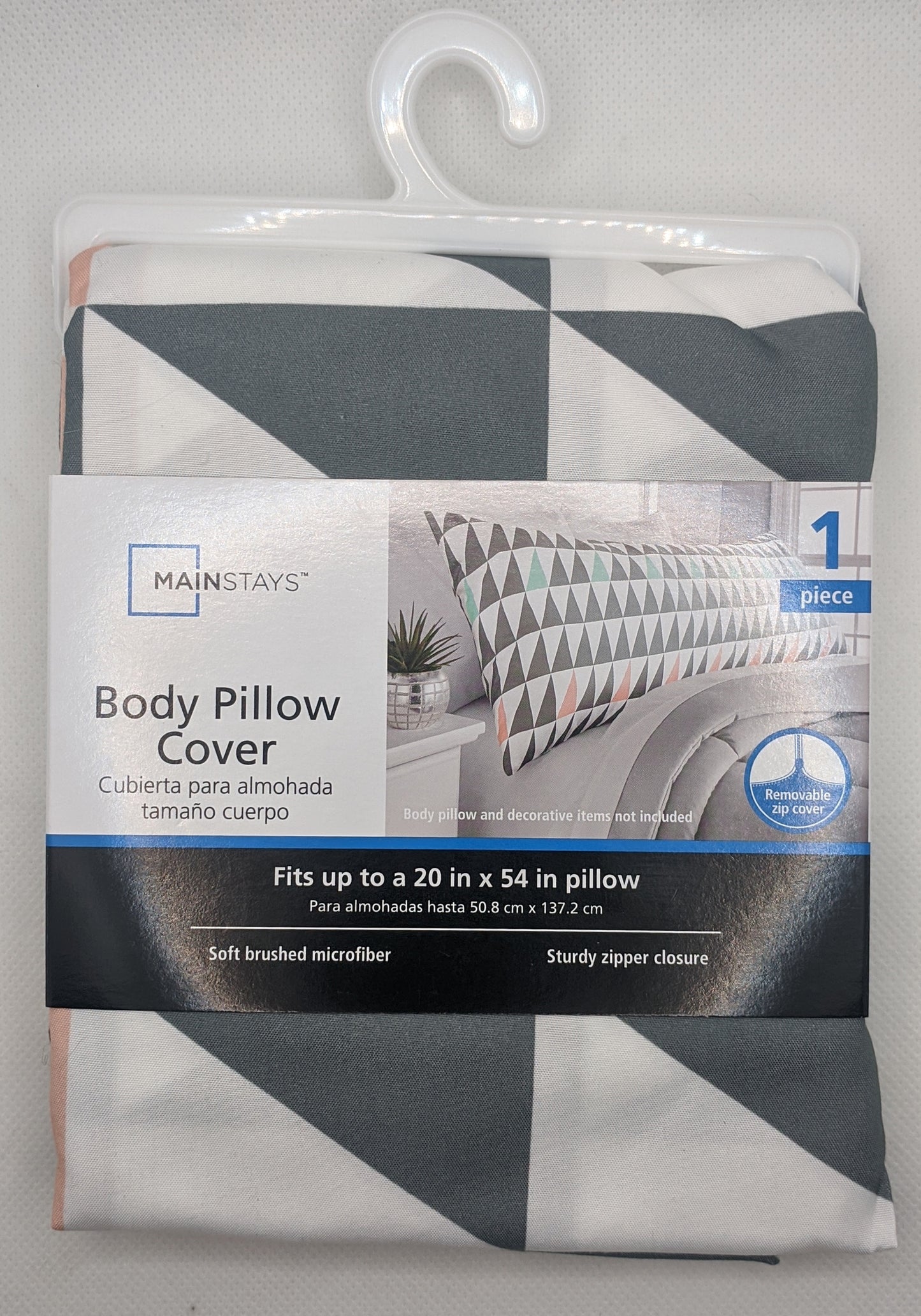 Body Pillow Cover - Mainstays - 20x54 Zippered Closure
