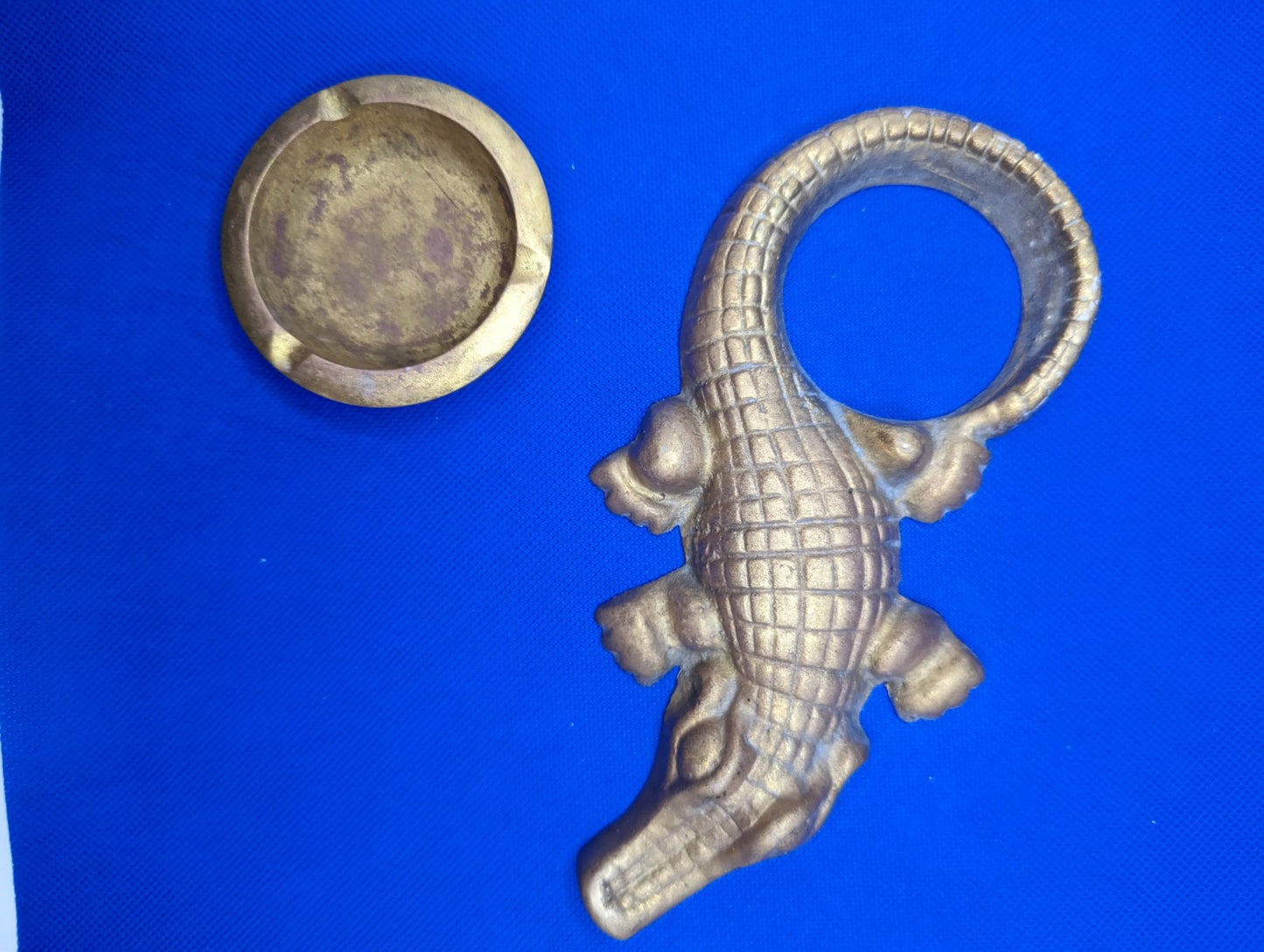 Vintage Brass Alligator/crocodile Ashtray