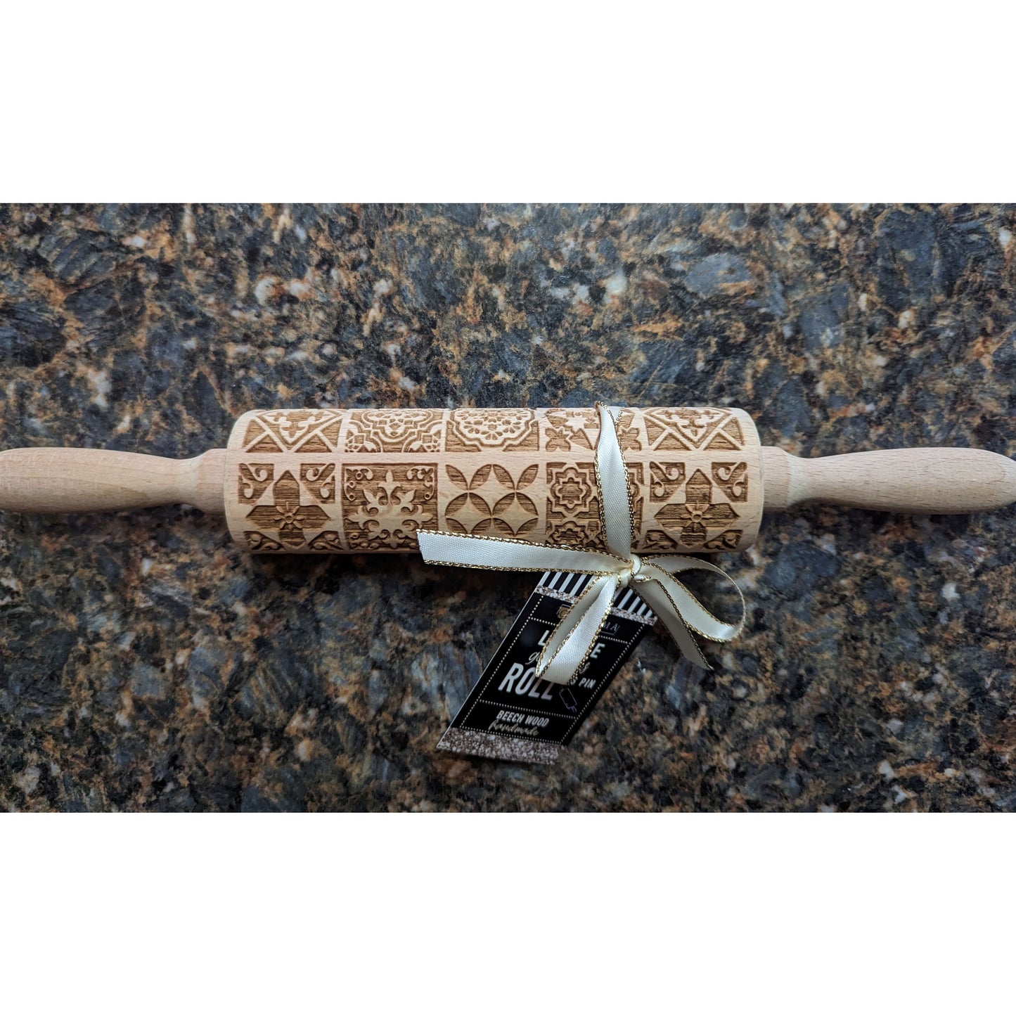 Boho Square Rolling Pin with Cookie Cutters