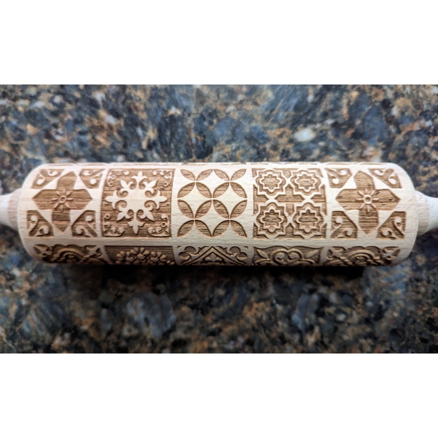 Boho Square Rolling Pin with Cookie Cutters