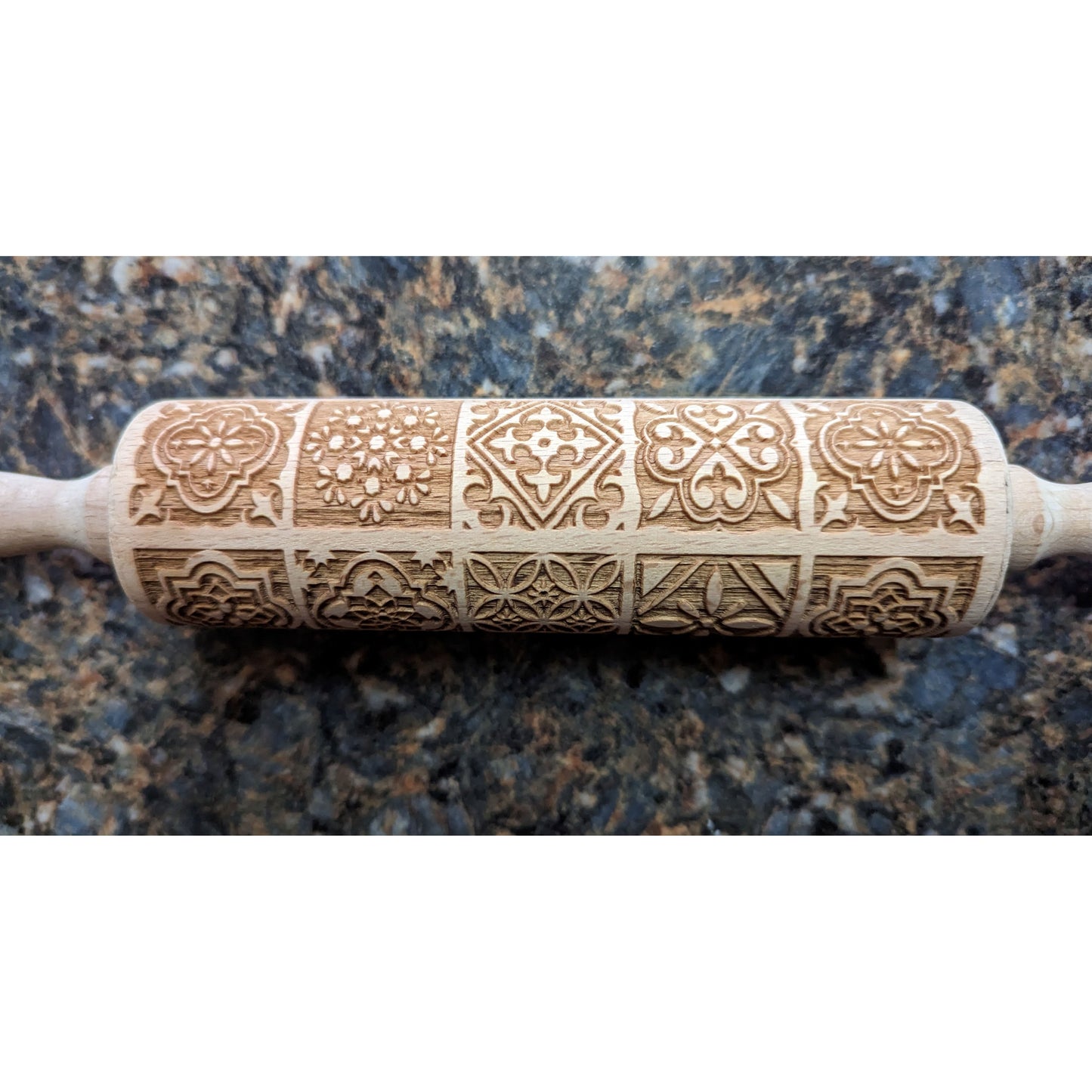 Boho Square Rolling Pin with Cookie Cutters