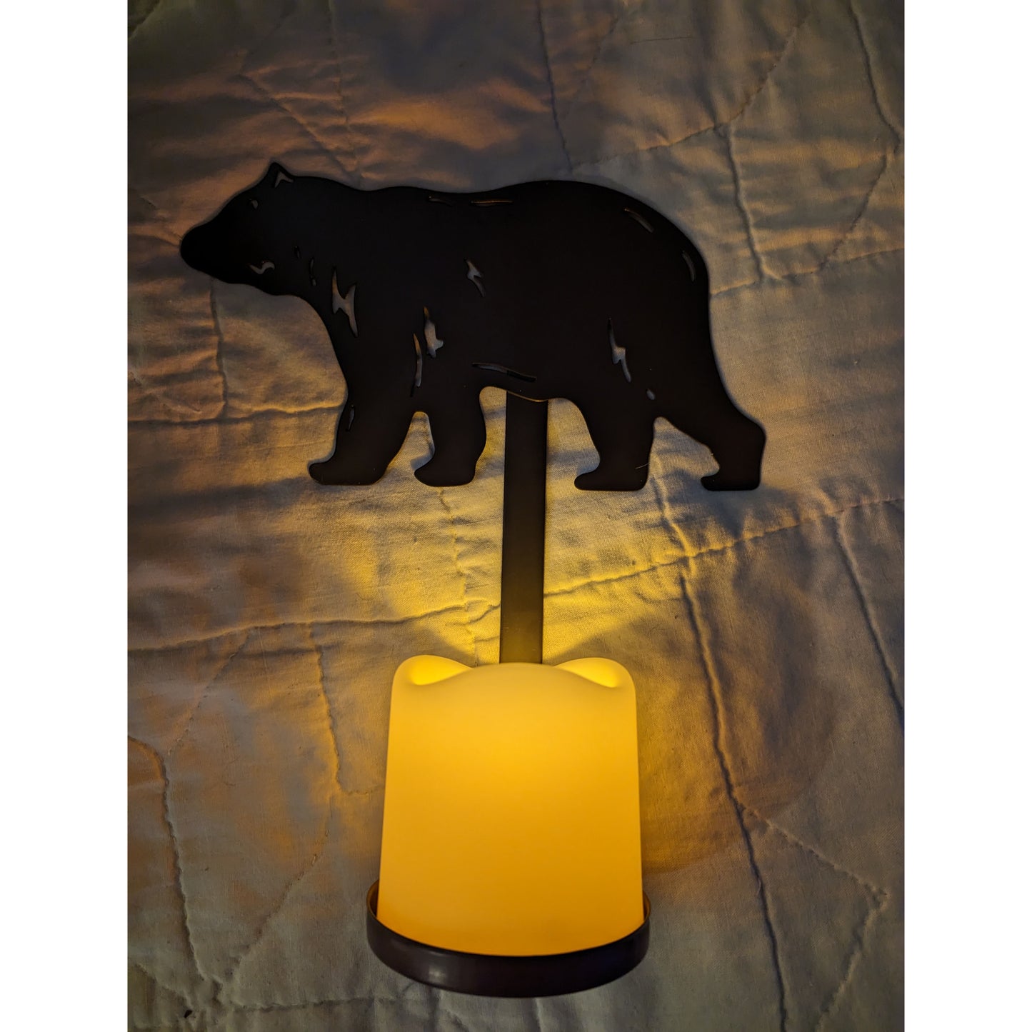 Hanging Metal Bear Candle holder with Battery operated candle