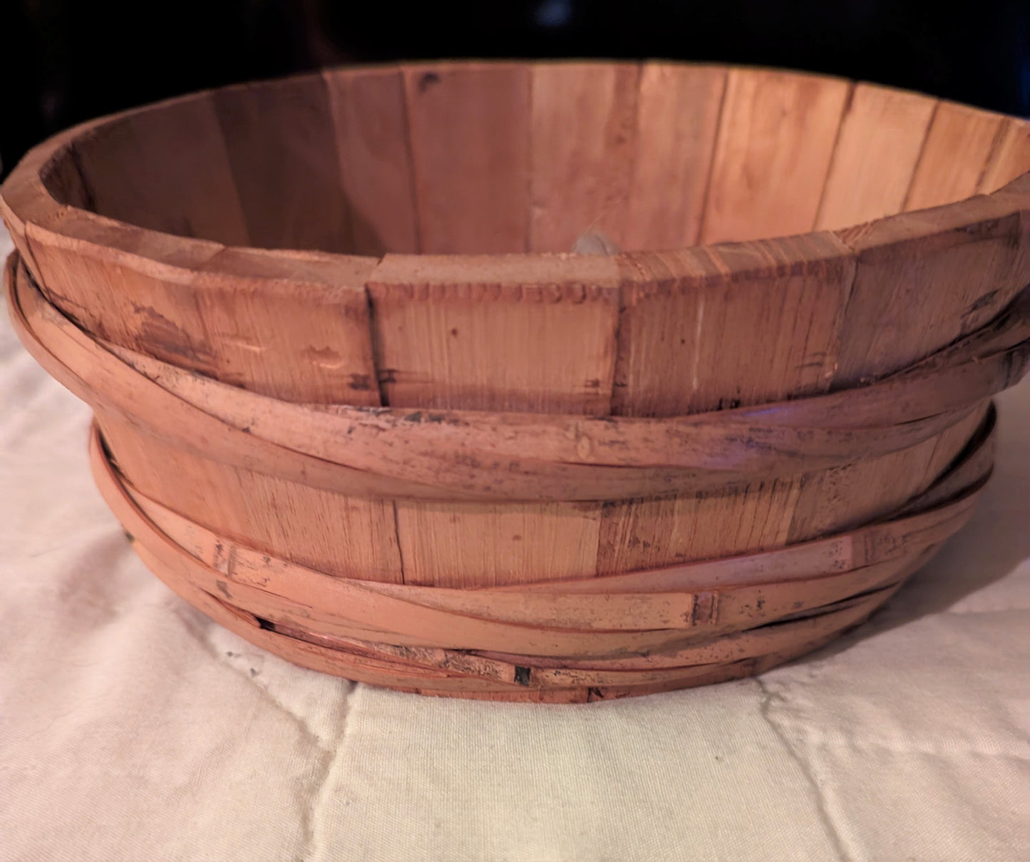 Folk Art Barrel Diorama - 9" - Old Lady by the Fire