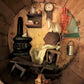 Folk Art Barrel Diorama - 9" - Old Lady by the Fire
