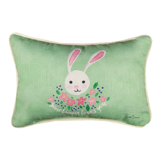 Bunny Ditsy Word Pillow 12.5x8 Throw Pillow