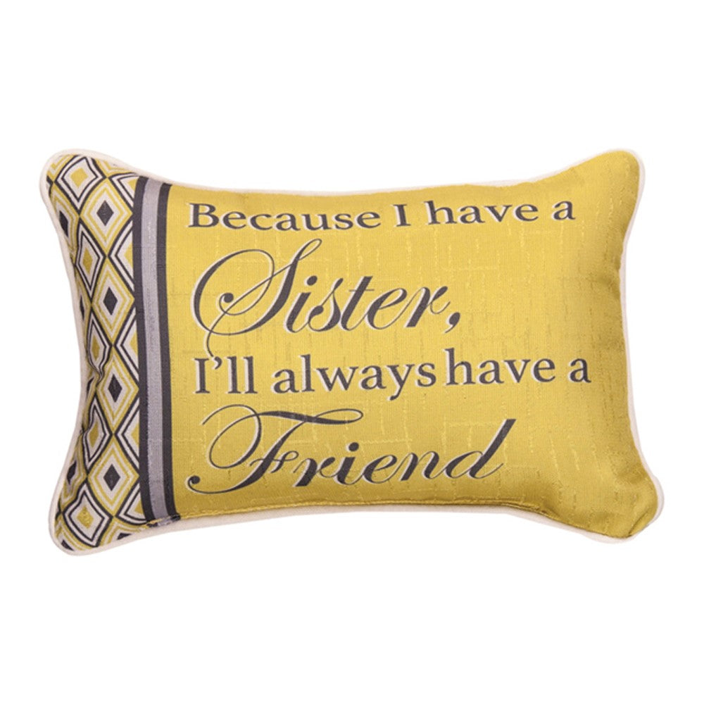 Because Sister...Best Friend Word Pillow 12.5x8 Throw Pillow