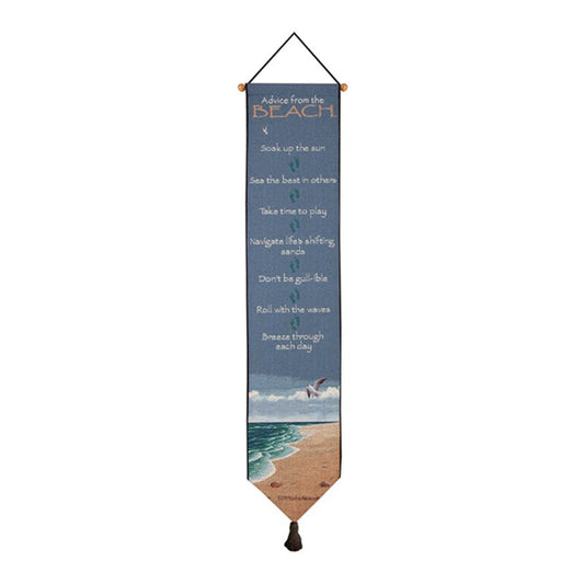 Advice From The Beach-9X41 Woven Tapestry Bell Pull