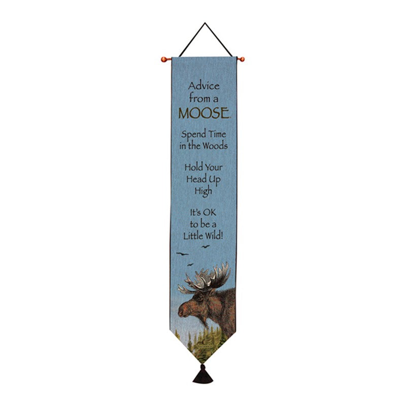 Advice From A Moose-9X41 Woven Tapestry Bell Pull