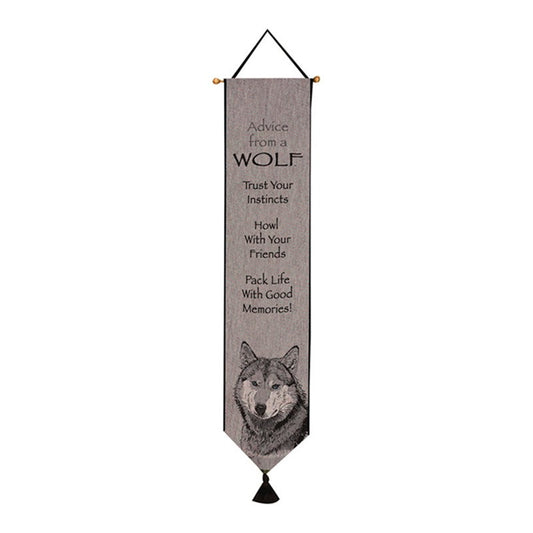 Advice From A Wolf -9X41 Woven Tapestry Bell Pull