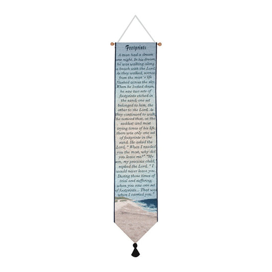 Footprints-9X41 Woven Tapestry Bell Pull