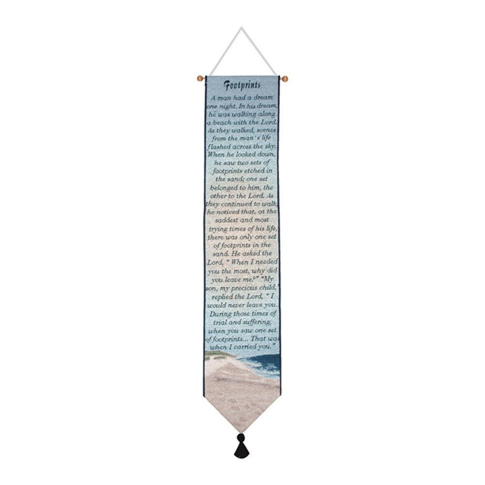 Footprints-9X41 Woven Tapestry Bell Pull
