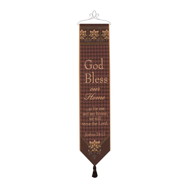 God Bless Our Home -9X41 Woven Tapestry Bell Pull