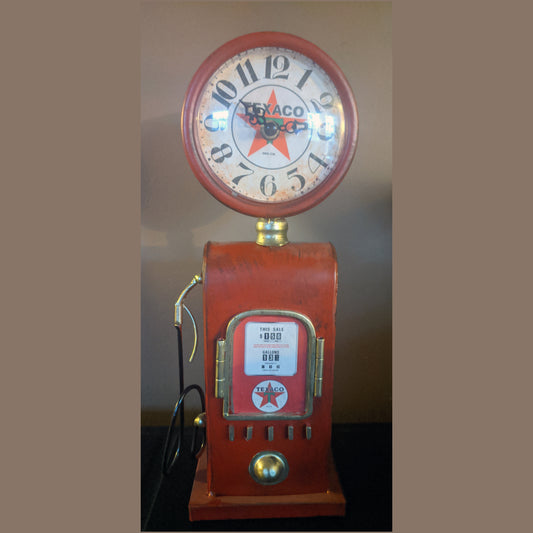 Texaco Gas Pump Nostalgic Clock - 12.5"x 4.5" - Metal
