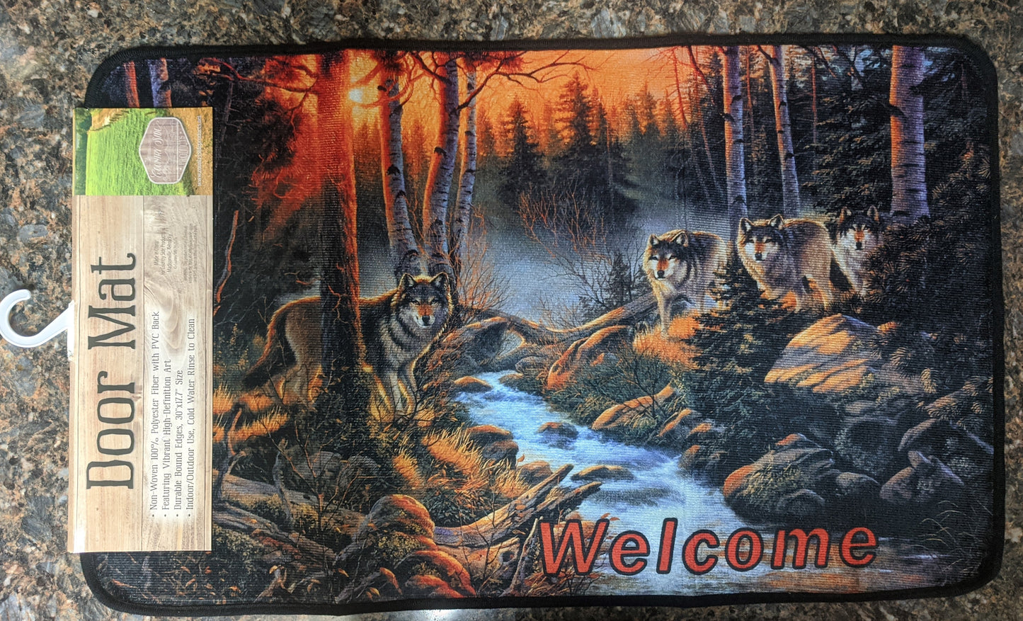 Wolf Door Mat 30"x17.7" Polyester with PVC Backing