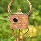 Antique Copper Teapot Birdhouse Garden Stake Ribbed Octagonal Teapot