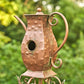 Antique Copper Teapot Birdhouse Garden Stake Tall Hourglass Teapot