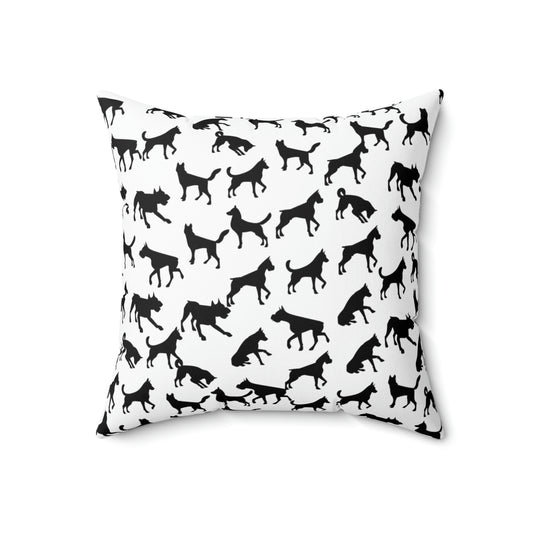 Black Dog AOP Spun Polyester Square Pillow