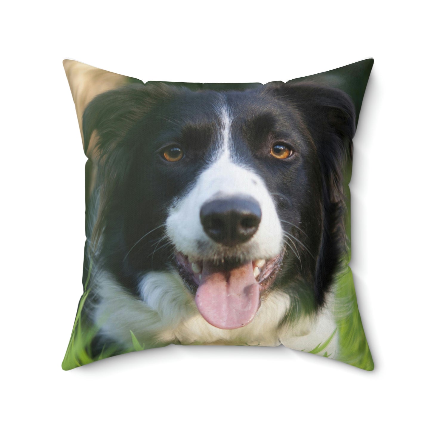 Border Collie Spun Polyester Square Pillow Case