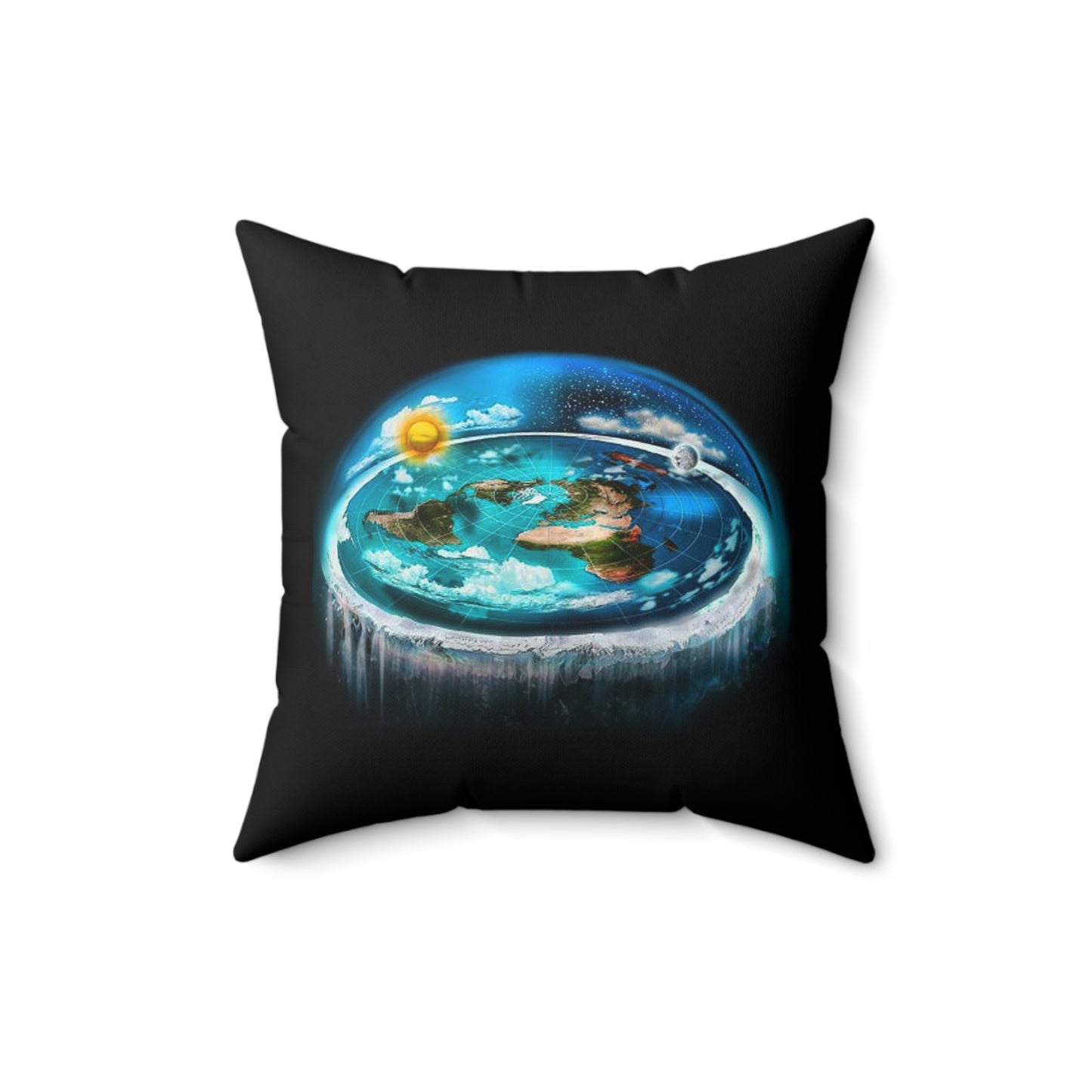 Flat Earth Spun Polyester Square Pillow