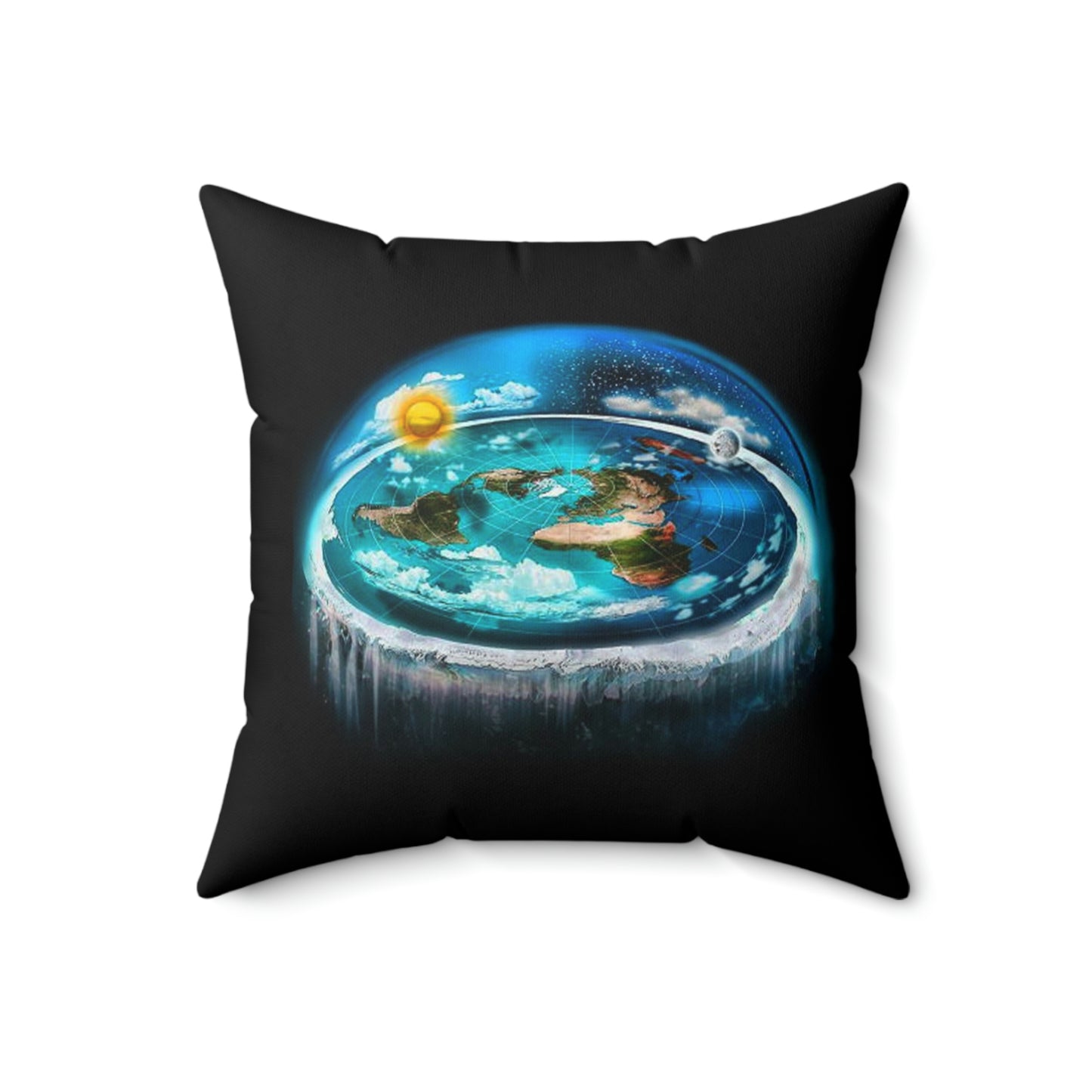 Flat Earth Spun Polyester Square Pillow