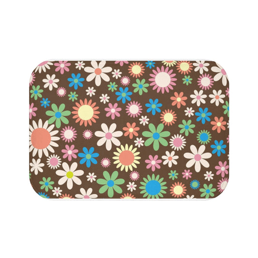 Bath Mat Retro Flowers Small & Large Sizes