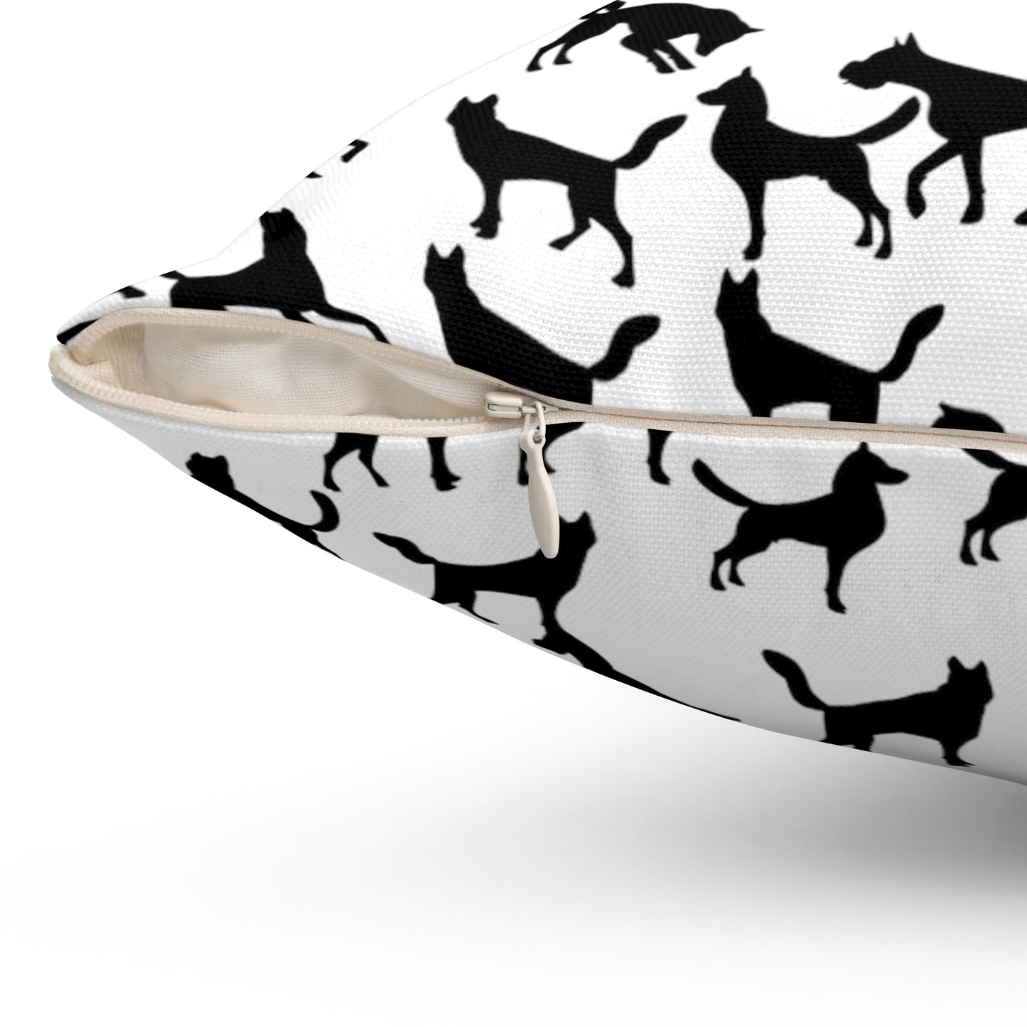 Black Dog AOP Spun Polyester Square Pillow