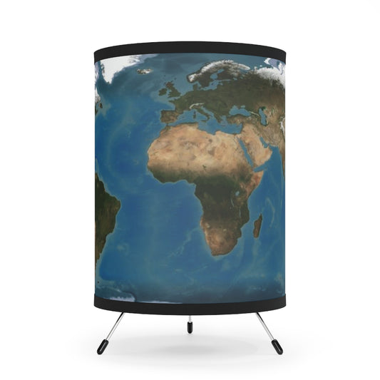 Flat Earth Tripod Lamp with High-Res Printed Shade