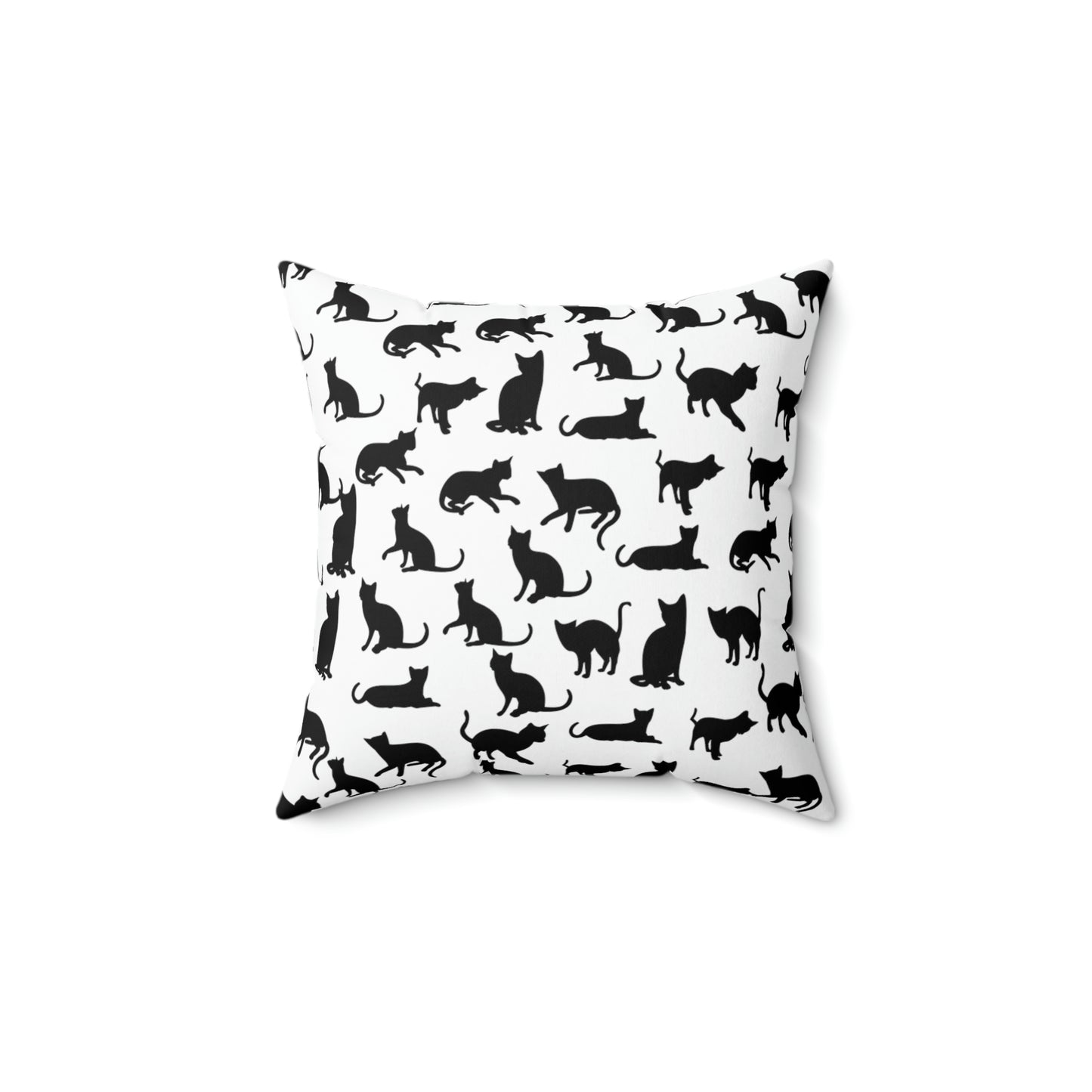 Black Cat AOP Spun Polyester Square Pillow