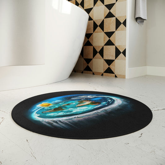 Flat Earth Round Bath Mat
