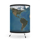 Flat Earth Tripod Lamp with High-Res Printed Shade