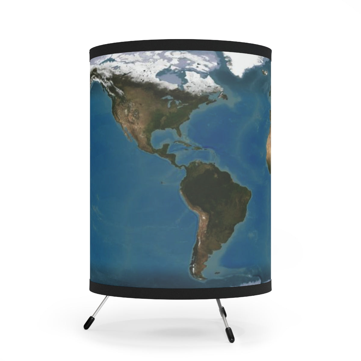 Flat Earth Tripod Lamp with High-Res Printed Shade