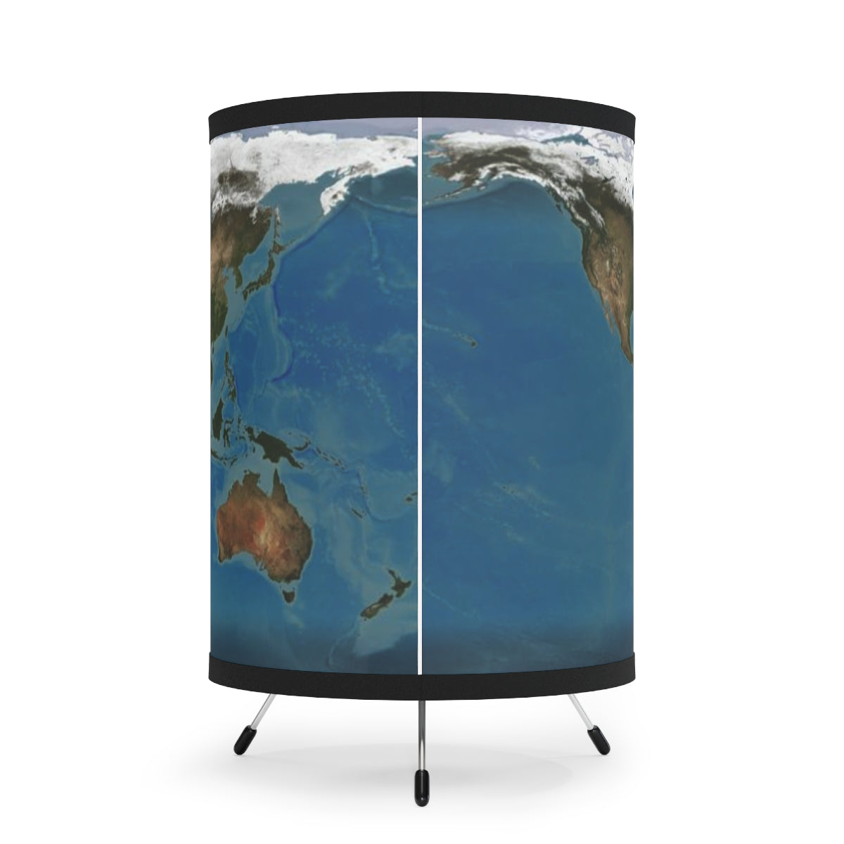 Flat Earth Tripod Lamp with High-Res Printed Shade